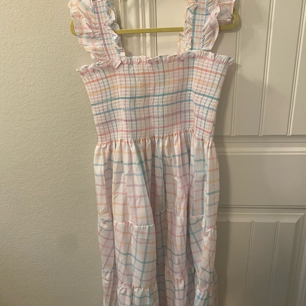 NWT pastel plaid smocked dress